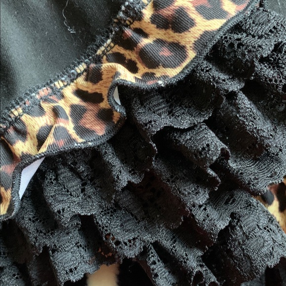 strapless black Lacey leopard rockabilly 50s pin up dress M NWT - Picture 14 of 16